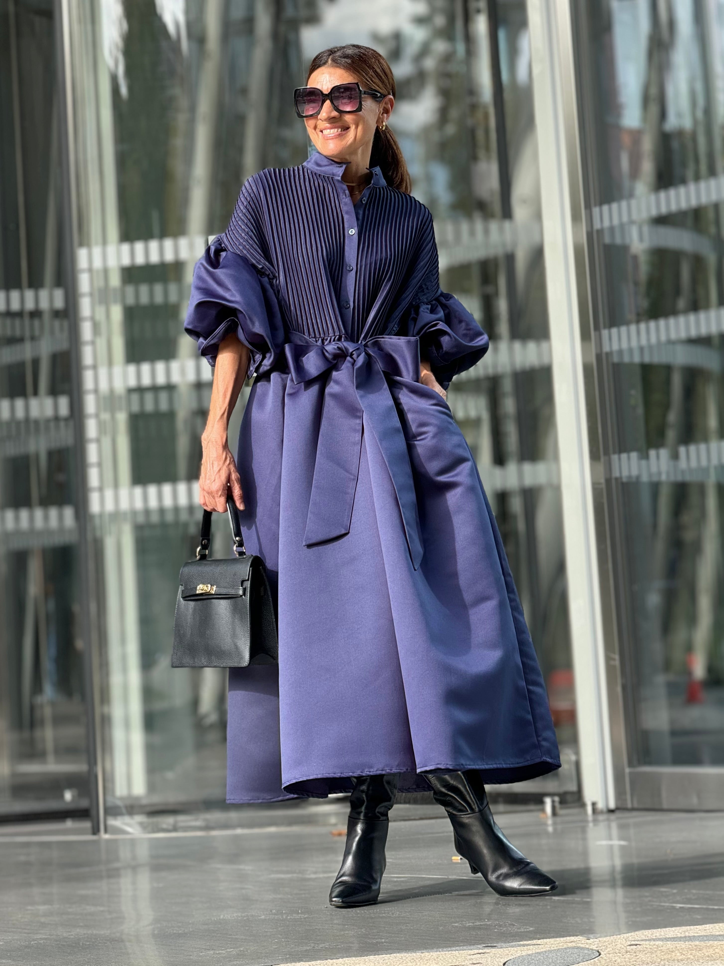 Dress Phoebe Satin Navy