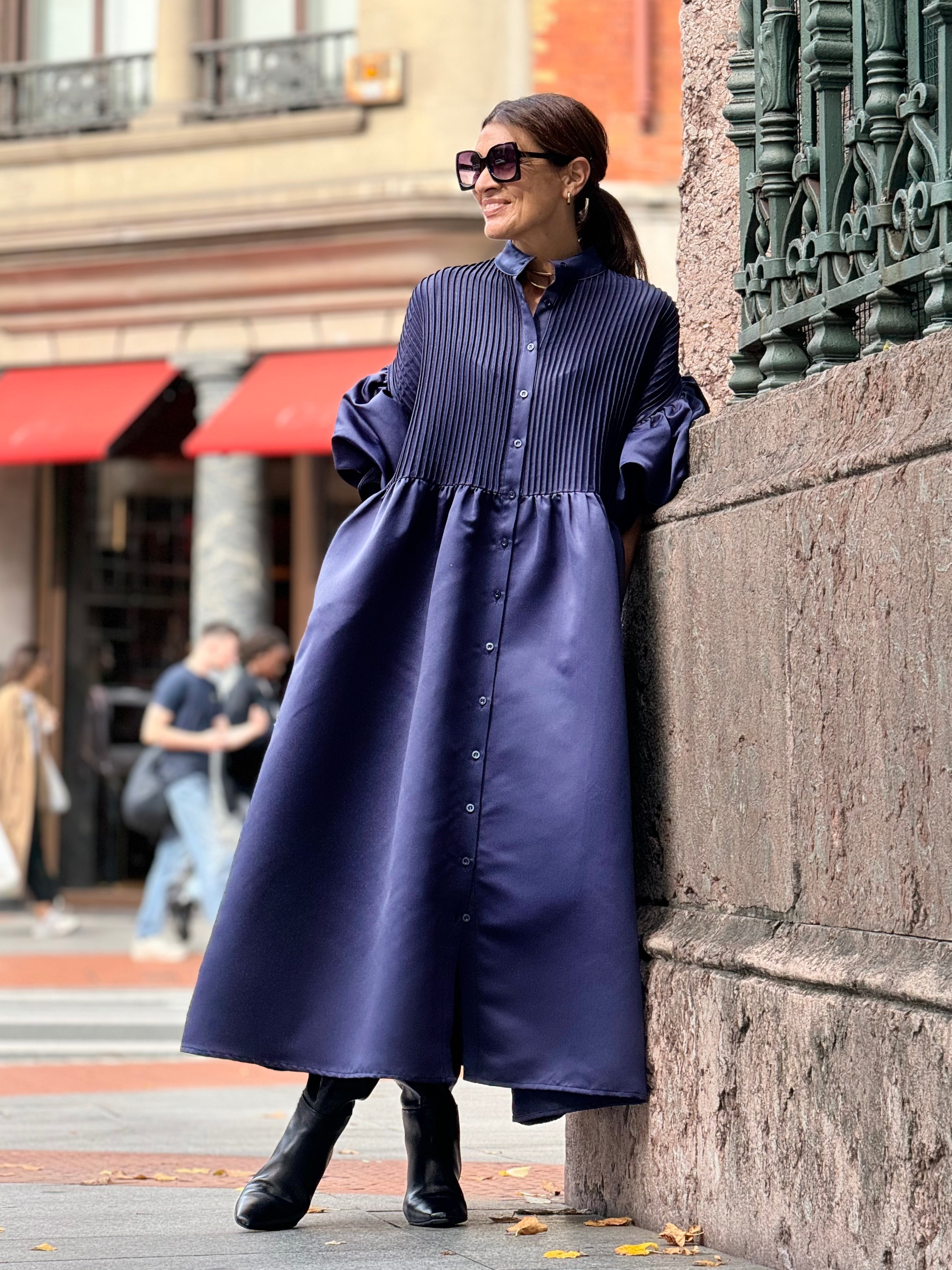 Dress Phoebe Satin Navy