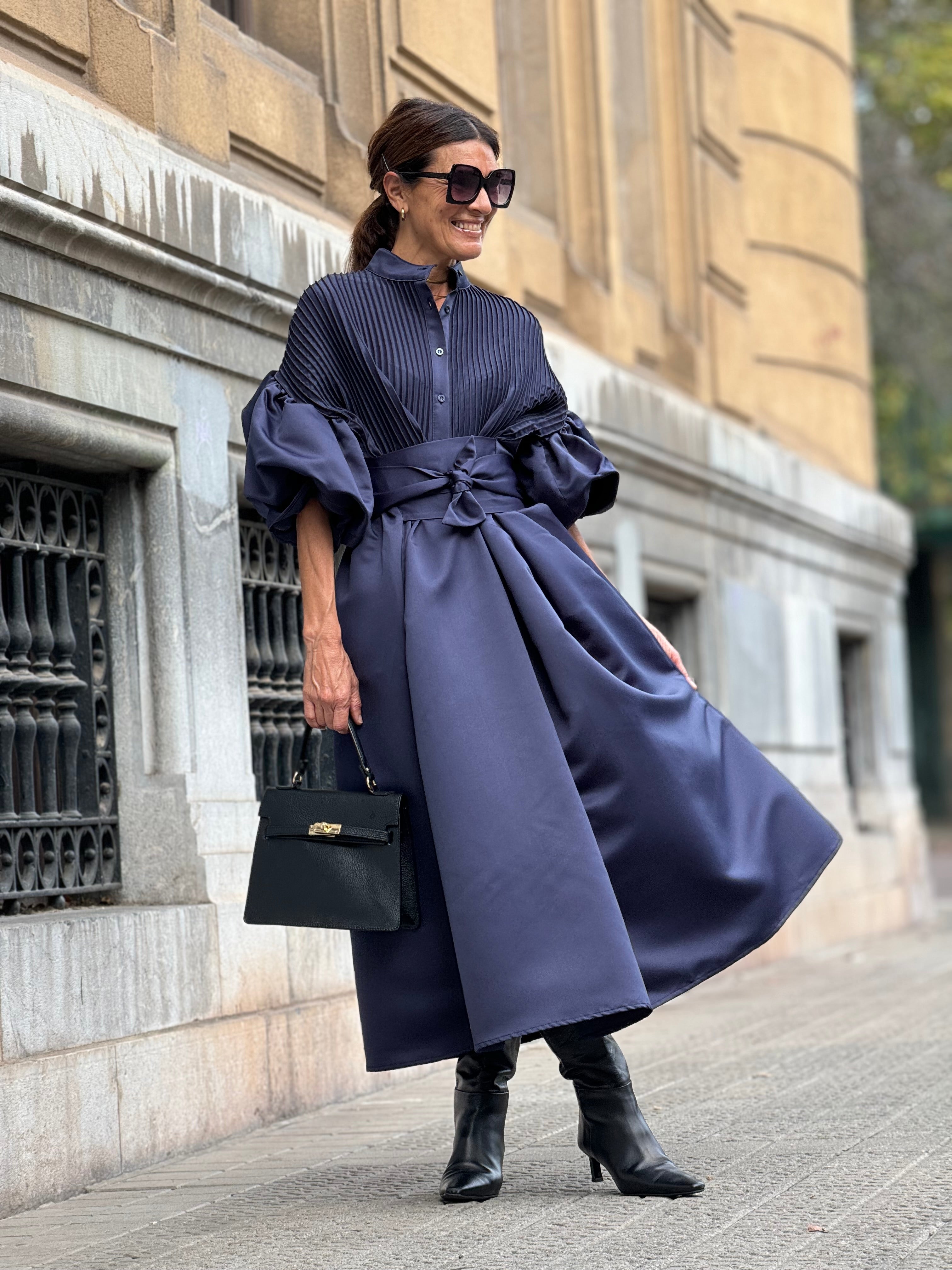 Dress Phoebe Satin Navy