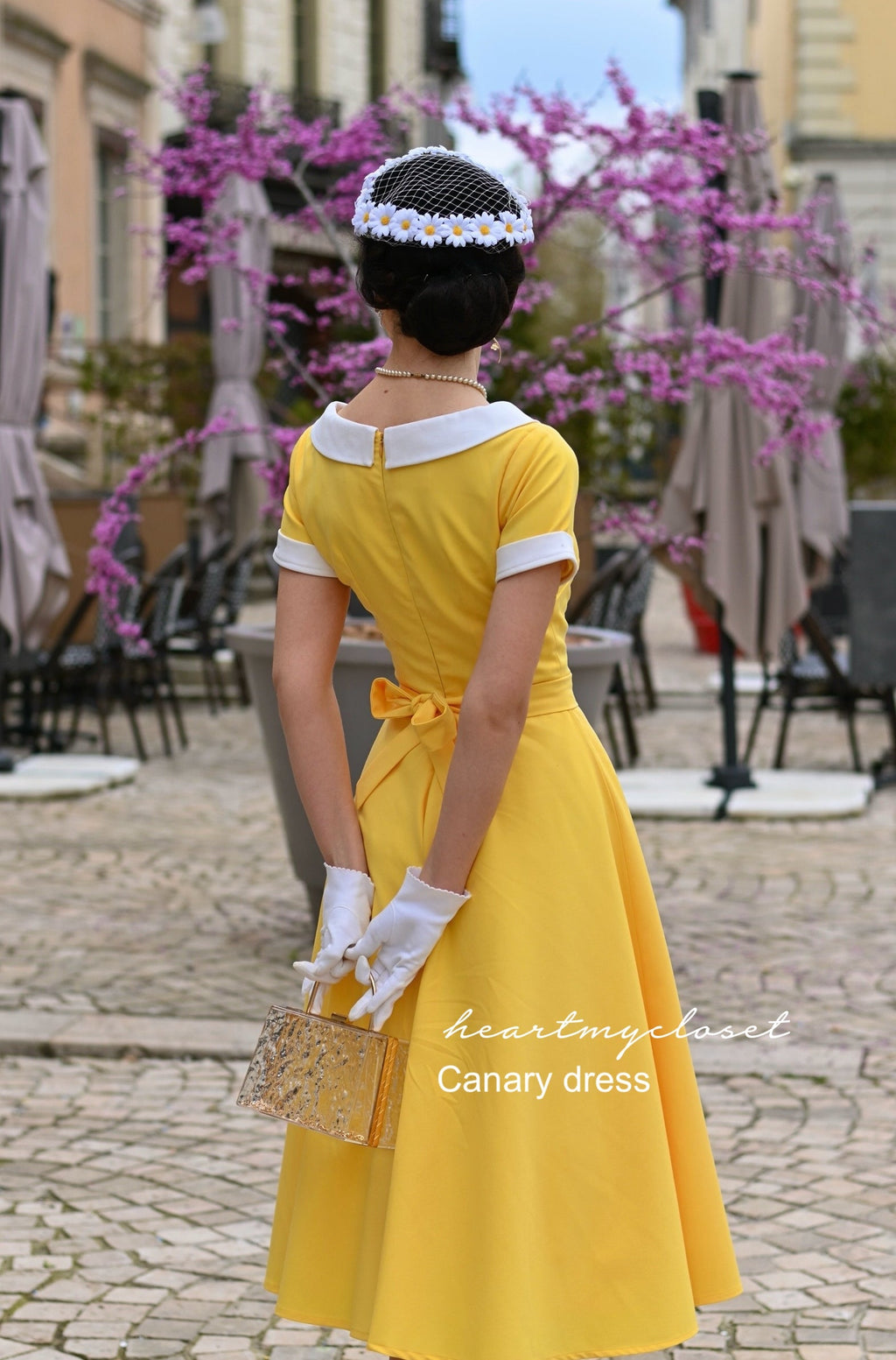 Canary yellow swing dress 1950s inspired
