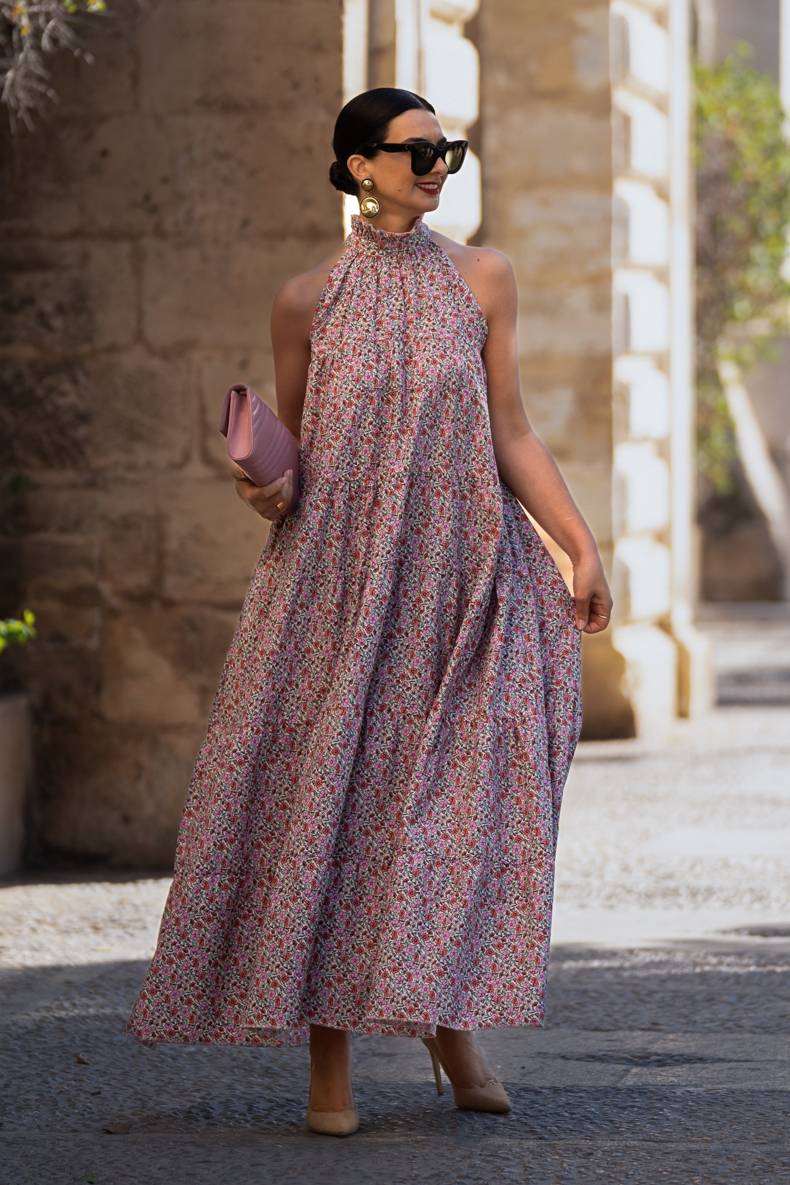 Dress Flowers Bow Pink