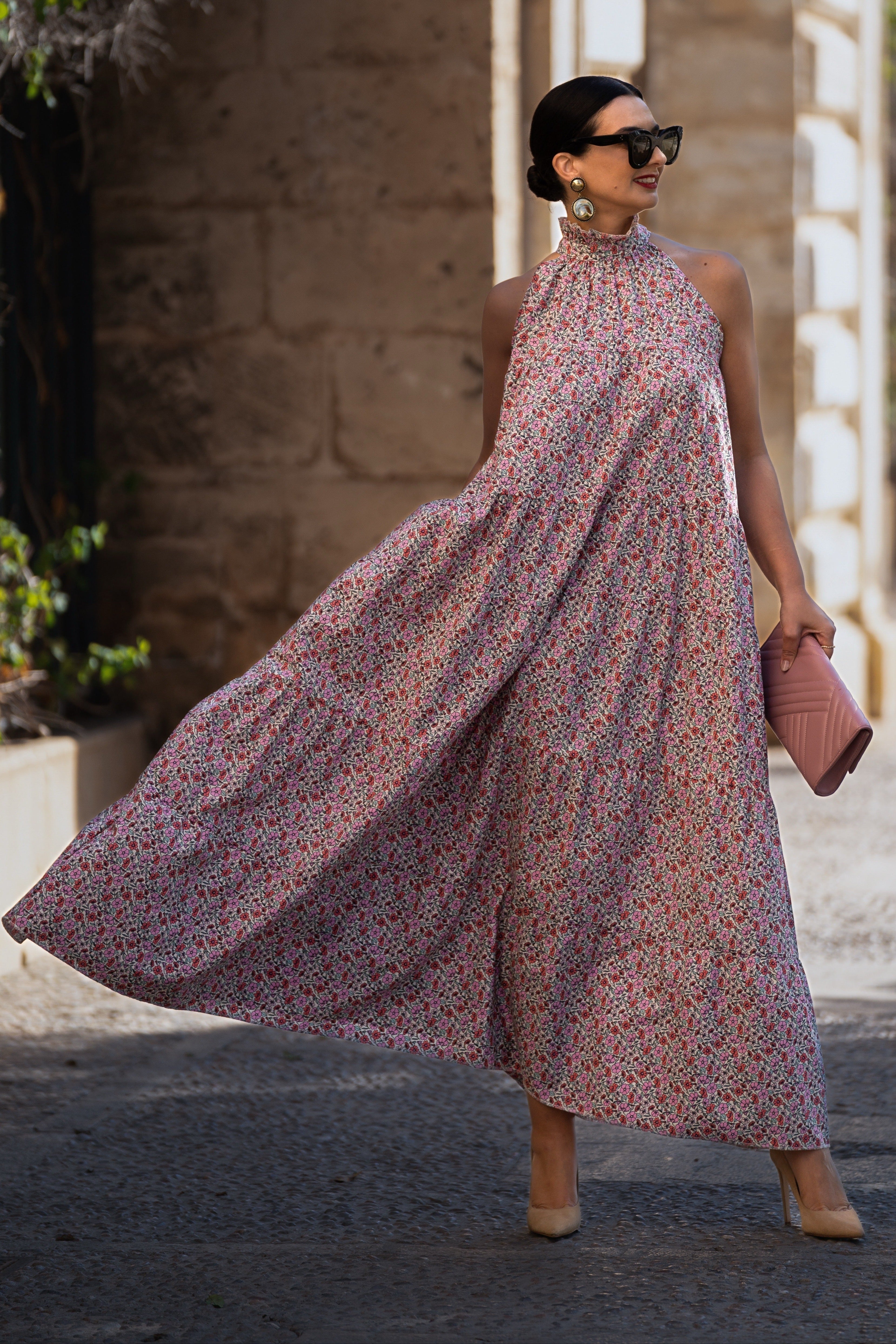 Dress Flowers Bow Pink